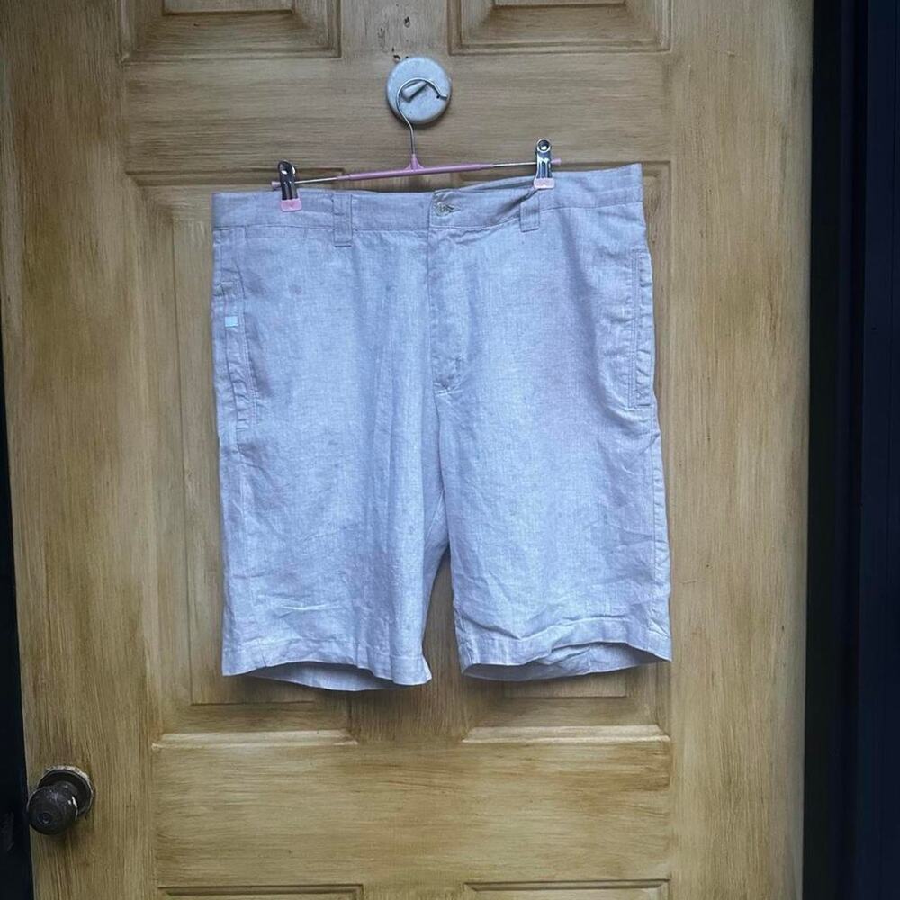 Bohio 100% Linen Shorts Womens 34 Natural Beige Bermuda High Rise Boho Summer